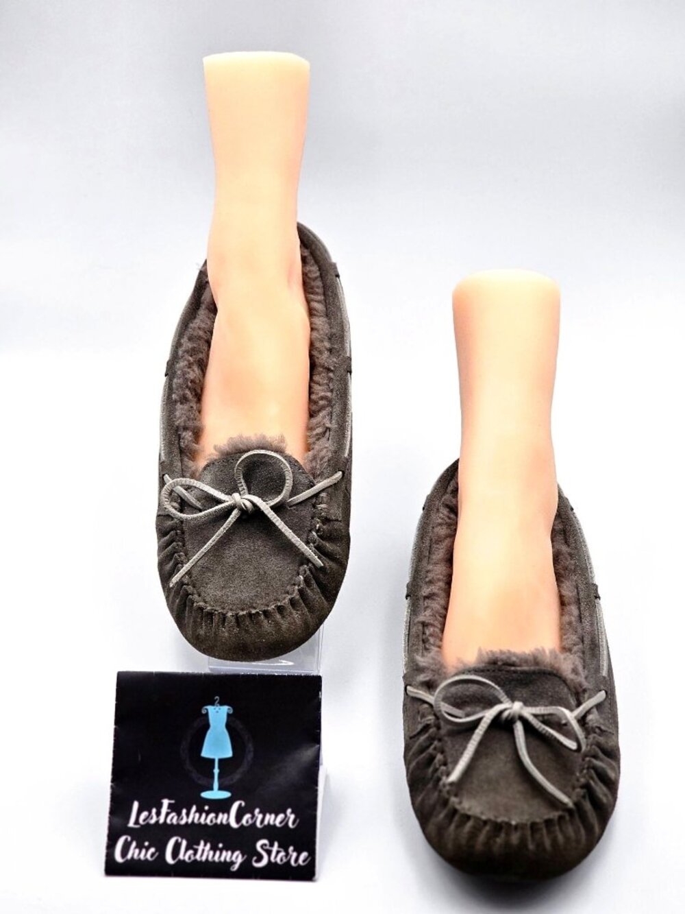 UGG Women's Pewter Suede Dakota Shearling Lined Slippers Moccasins Size 12 383